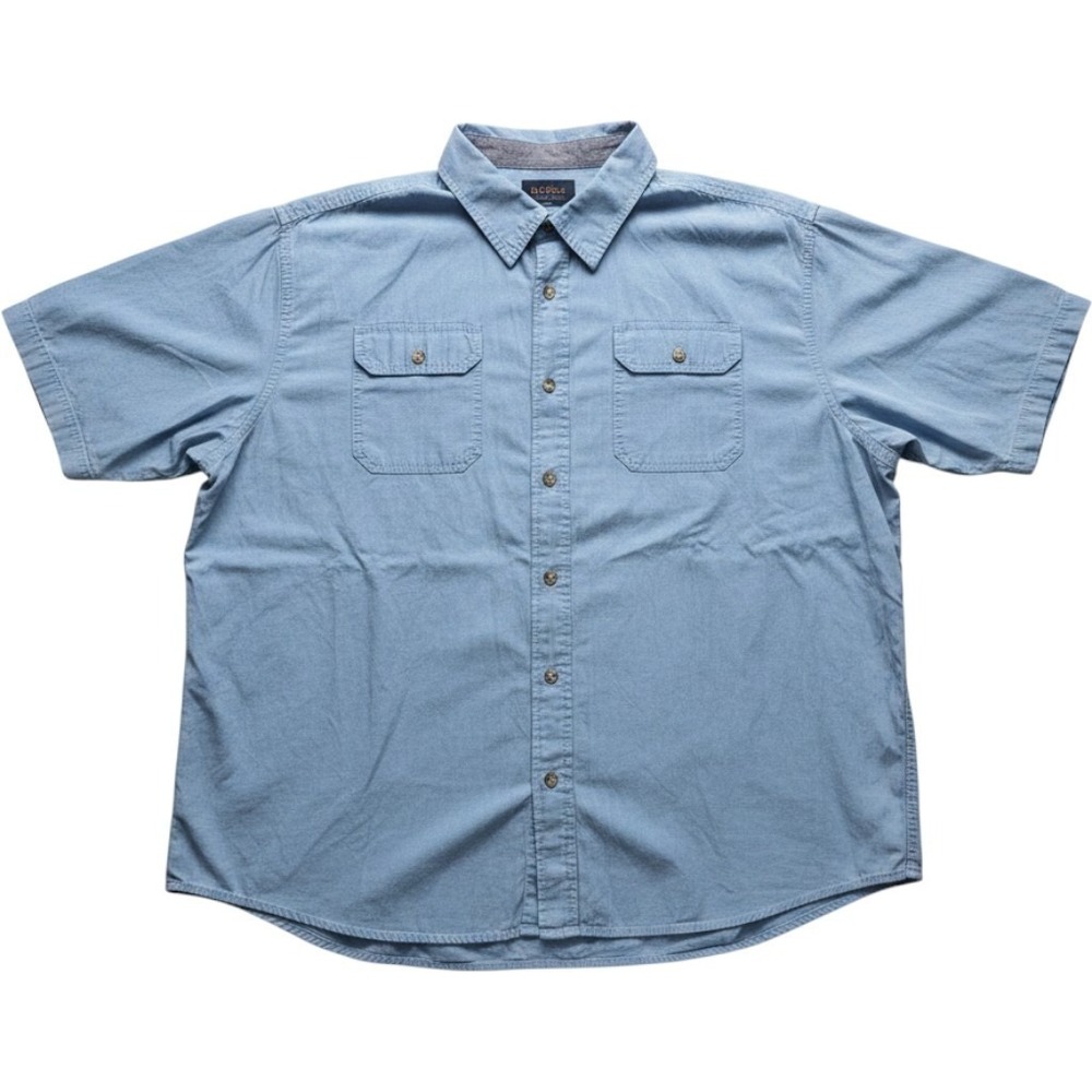 Wrangler Shirt Mens 3XL Blue Chambray Short Sleeve Button Up Pockets Casual